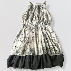 Jessica Simpson Pleated White Gray Dress S EUC